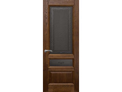 Дубовая  дверь со стеклами графит