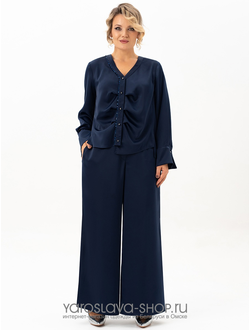 Модель: 4113.Нарядный брючный костюм в синем цвете