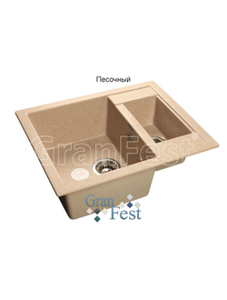 Мойка из искусственного камня GranFest QUADRO GF-Q610K с сифоном