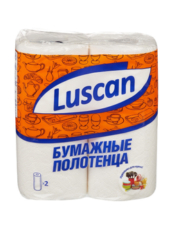 Полотенца бумажные LUSCAN 2 слоя, с тиснением, 2рул/уп