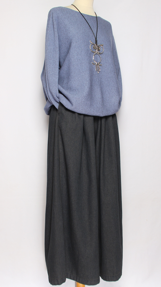 Джемпер "ШОВ СПЕРЕДИ ПОЛОСКИ КУЛИСКА" джинс  р.46-54