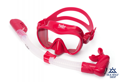 Маска для дайвинга с трубкой Scuba Brothers Flipper Red, комплект