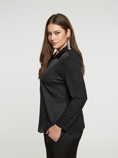 Блуза с отложным воротом в черном
