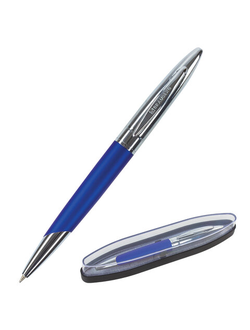Ручка бизнес-класса шариковая BRAUBERG Echo, СИНЯЯ, корпус серебристый с синим, линия письма 0,5 мм, 143460