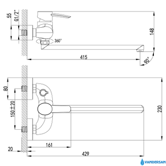 Смеситель для ванны Atlantiss LM3217C