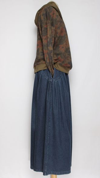 ЮБКА-БРЮКИ  джинсовая "Кокетка широкая " синяя р.46-54