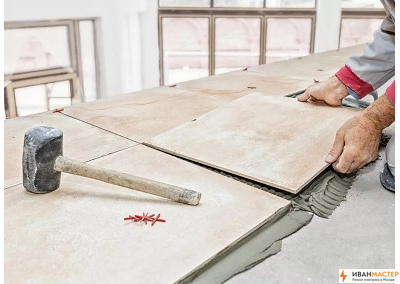 Штробление в кафельном полу в ванной частного дома Москва ИВАНМАСТЕР