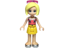 Friends Roxy - Coral Halter Top with Bright Light Green Leaves, Yellow Skirt, Silver Shoes, Sunglasses, n/a (frnd347)