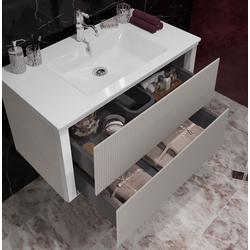 Тумба с раковиной Opadiris Рубинно 90 подвесная серый глянец