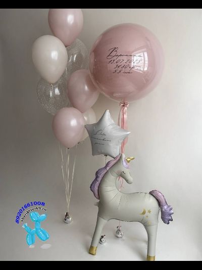 Сет шаров с единорогом на выписку № 3