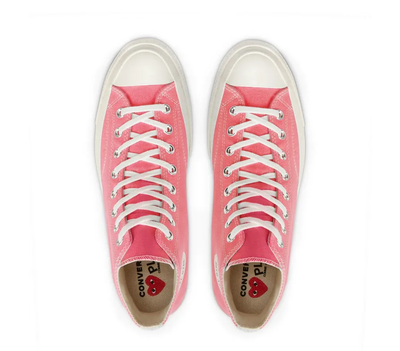 Женские розовые текстильные Кеды Converse Comme des Garcons Play высокие 168301C