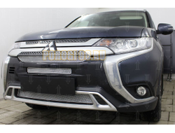 Защита радиатора Mitsubishi Outlander III 2018- (3 части) chrome PREMIUM