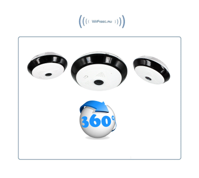 Потолочная/настенная WiFi видеокамера панорамная с DVR (fish_ufo2_B), 960P HD (360EyeS)