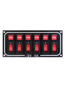 Панель выключателей, 6 клавиш, 6 предохранителей, черная