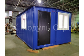 Модульное здание КПП 6мх3.45м (утепление 100мм) г. Тобольск Ral 5005 (Насыщенный синий), внутри МДФ панели