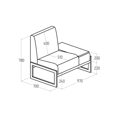 Диван Everprof Solo одноместный со столиком слева Металл Серый Экокожа Черный ЛДСП Серый