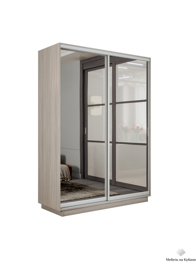 Экспресс шкаф-купе 2-х дверный (Зеркало) 1,2х2,2м Белый, Анкор светлый, Сонома, Ясень шимо светлый, Крафт табачный, Серый диамант, Бетон, Венге, Кашемир