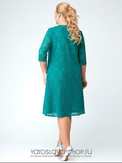 Нарядное кружевное платье бирюзового цвета