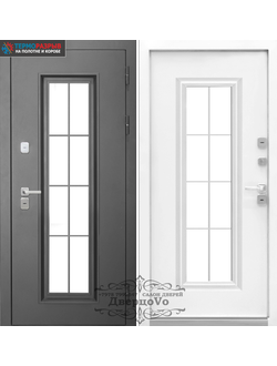 TERMO 4 - 110 мм/ БУКЛЕ АНТРАЦИТ-ЭМАЛИТ БЕЛЫЙ. ДВУХЦВЕТНЫЙ КОРОБ. ТРЕХКАМЕРНЫЙ ТОНИРОВАННЫЙ СТЕКЛОПАКЕТ. ПОВЫШЕННАЯ ВЗЛОМОСТОЙКОСТЬ