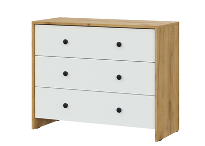 Дольче комод 3 ящика Дуб золотой/Белый