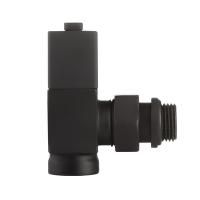 Набор дизайн-вентилей Royal Thermo CUBE, угловой (чёрный) 1/2"
