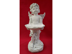 Ангел с листом - дом полная чаша 56*30 см   2,7 кг  полистоун. Не боится влаги и перепадов температур. Россия 3598/013080**