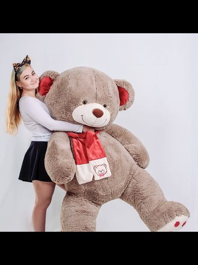 Большой плюшевый медведь 200 см кофейный Кельвин