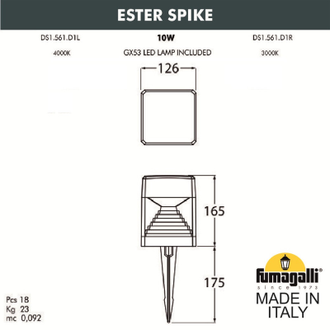Грунтовый светильник Fumagalli ESTER SPIKE DS1.561.000