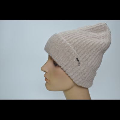 Шапка Vizio Италия 1416 кремовая кашемир с отворотом