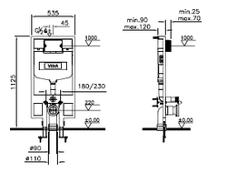 Комплект подвесного безободкового унитаза S50 Rim-Ex (с сиденьем с микролифтом, инсталляцией и панелью управления), 9003B003-7201