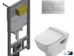 Унитаз Jacob Delafon Struktura c инсталляцией - комплект E21741RU, сиденье микролифт, клавиша хром