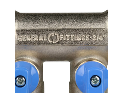 Коллектор распределительный STOUT с шаровыми кранами 1", 2 отвода 1/2" (синие ручки) (Арт. SMB 6211