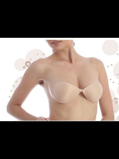 Силиноновый бюст с ярко выраженным поднимающим эффектом пуш апа, снаружи поверхность текстиль.