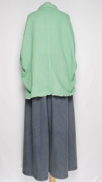 Блуза-жакет лён "КЛАПАНЫ ВИНТАЖНАЯ " яблоко, бирюзовая р.48-56