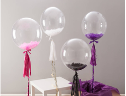 Шар баблс с перьями (размер шара 50 см)