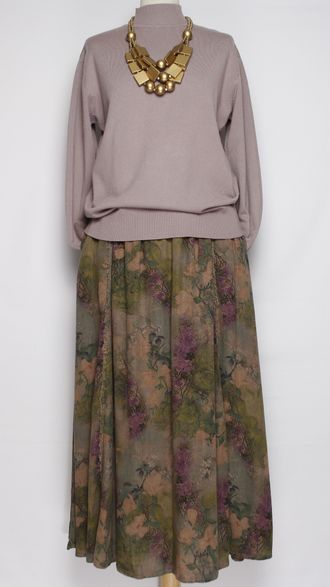 ЮБКА "Вискоза винтажная цветы" сирень до р.54