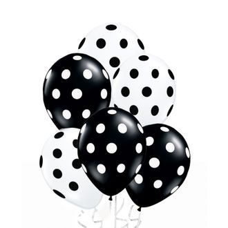 Воздушные шары с гелием "Черно-белые кружочки" 30см