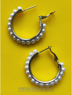 Модель: АЛ-259. Серьги-кольца с жемчугом.