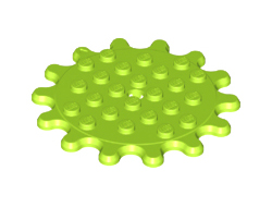 Plate, Round 6 x 6 Gear 14 Tooth, Lime (35446 / 6302509)