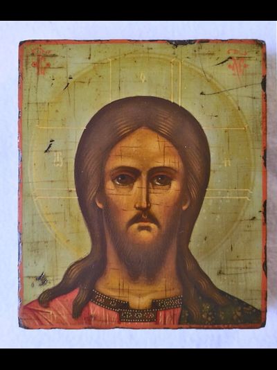 Господь Вседержитель (Спаситель). Рукописная икона 9х10,5см.