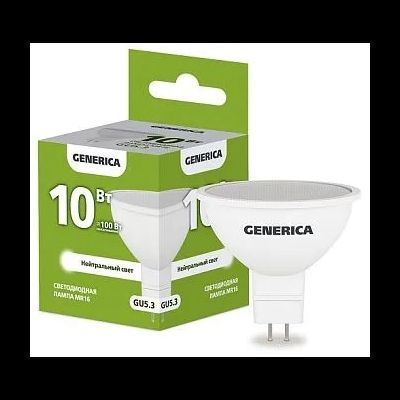 Лампа светодиодная MR-16 GU5.3 10Вт 230В холодный свет Generica
