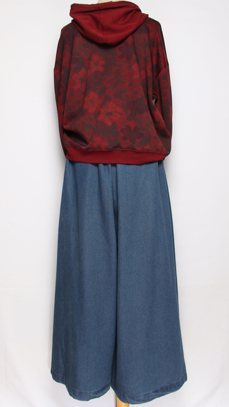 Джемпер ХЛОПОК "Капюшон Размытые цветы" красный, зеленый, синий, вишня до р.50