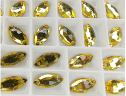 Страза пришивная лодочка  9х18 мм цвет золотистый