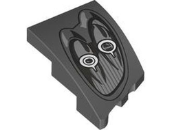 Wedge 3 x 2 Left No Studs with Pagani Utopia Car Headlight, 2 Silver Bulbs and Black Outline Pattern, Dark Bluish Gray (80177pb006 / 6437916)