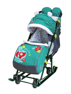 Санки-коляска NIKA kids «Ника Детям 7-6» с лисичкой изумруд