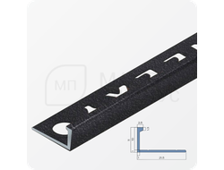 Окантовочный плиточный профиль из алюминия 10 мм. NEEXY PV02-42 SBL Муар черный 2.7 м.