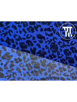 Сетка-стрейч принт Дикая кошка, цв. Электрик