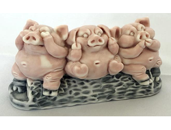 Три поросенка на корыте, литьевой мрамор.ОПТ