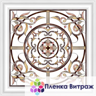 Пленка самоклеющаяся на потолок , витражная пленка, пленочный витраж с классическим рисунком