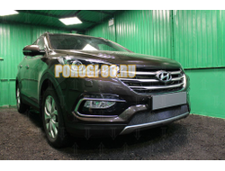 Защита радиатора Hyundai Santa Fe 2015-2018 black